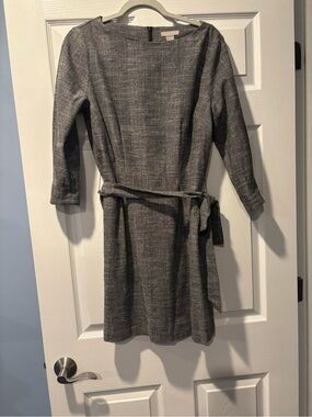 Gray Belted A Line Dress
